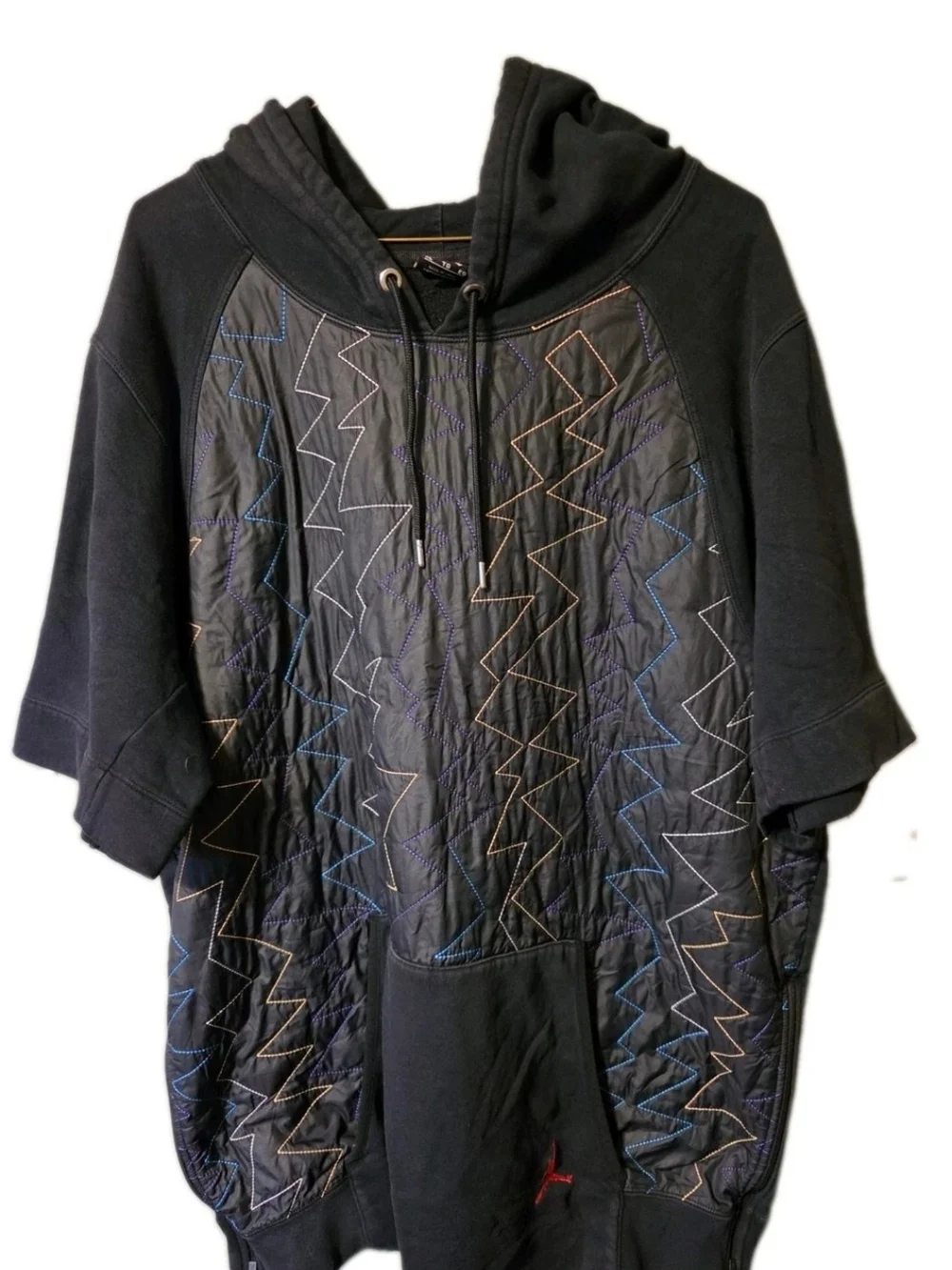 Air Jordan Quilted Hooded Sweatshirt Multicolor Zigzag Stitching Men's XL